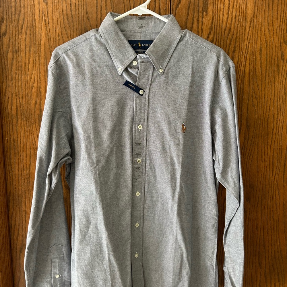 Ralph Lauren Men's Light Gray Button-Down Oxford Shirt